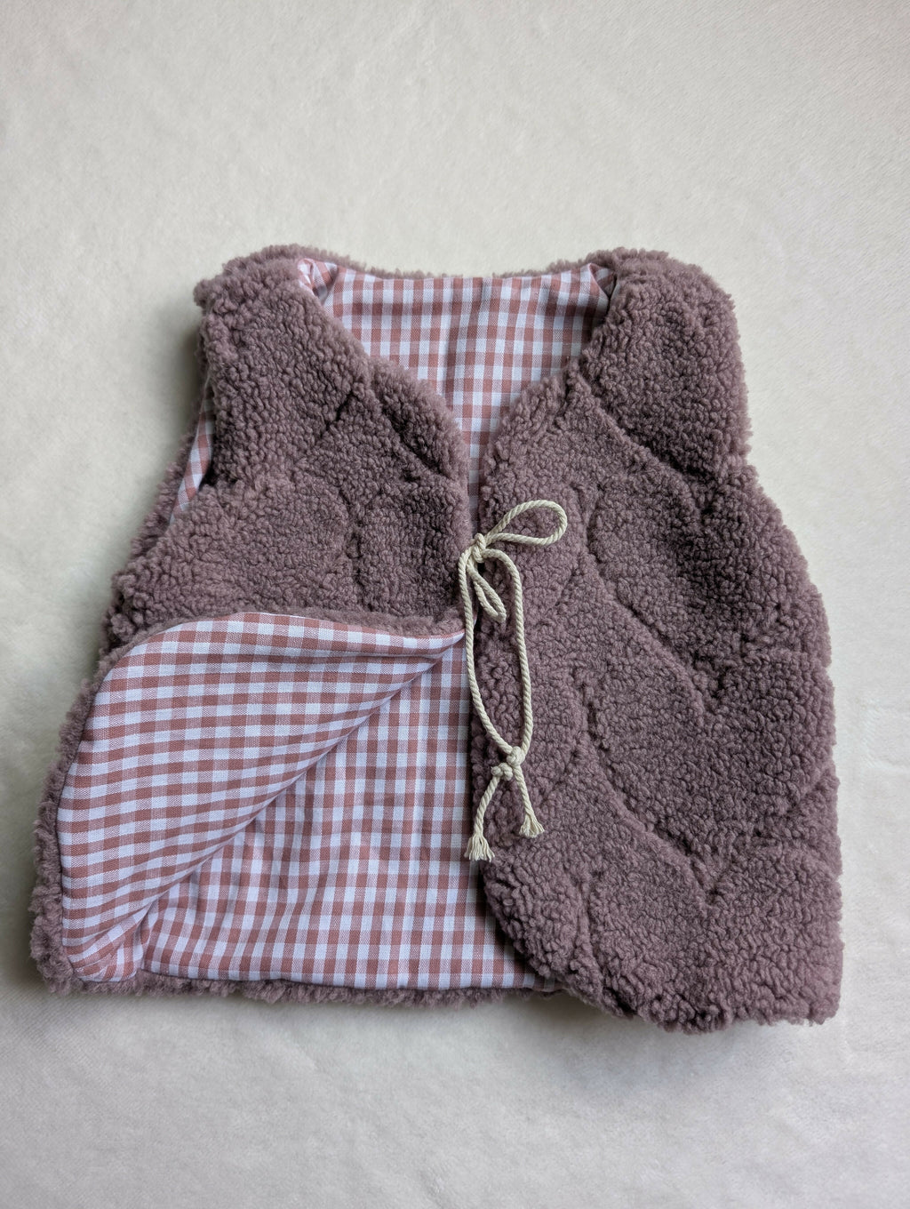 GILET DE BERGER 18 mois 3 ans SHERPA COEURS vichy rose