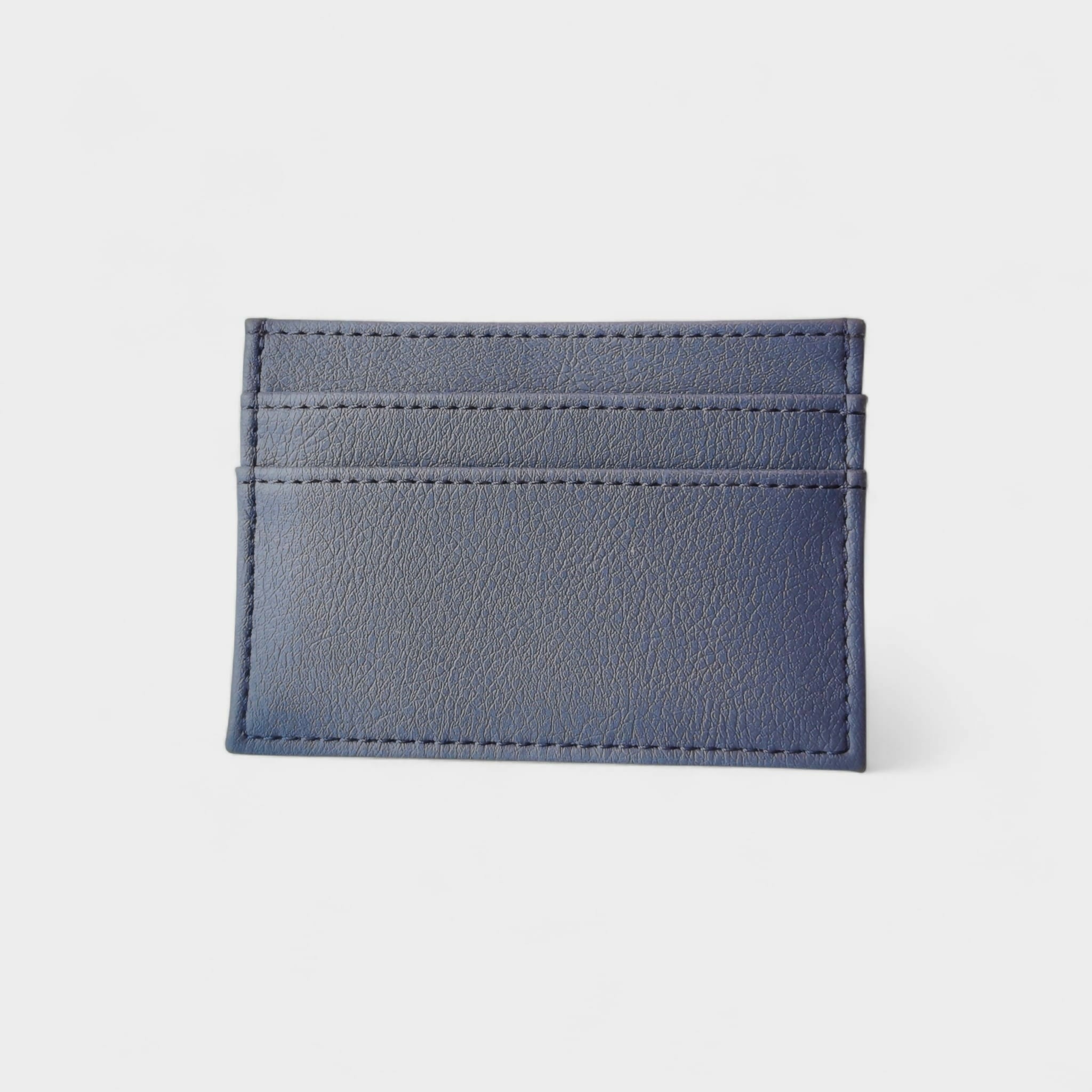 Porte cartes plat cuir de pomme bleu