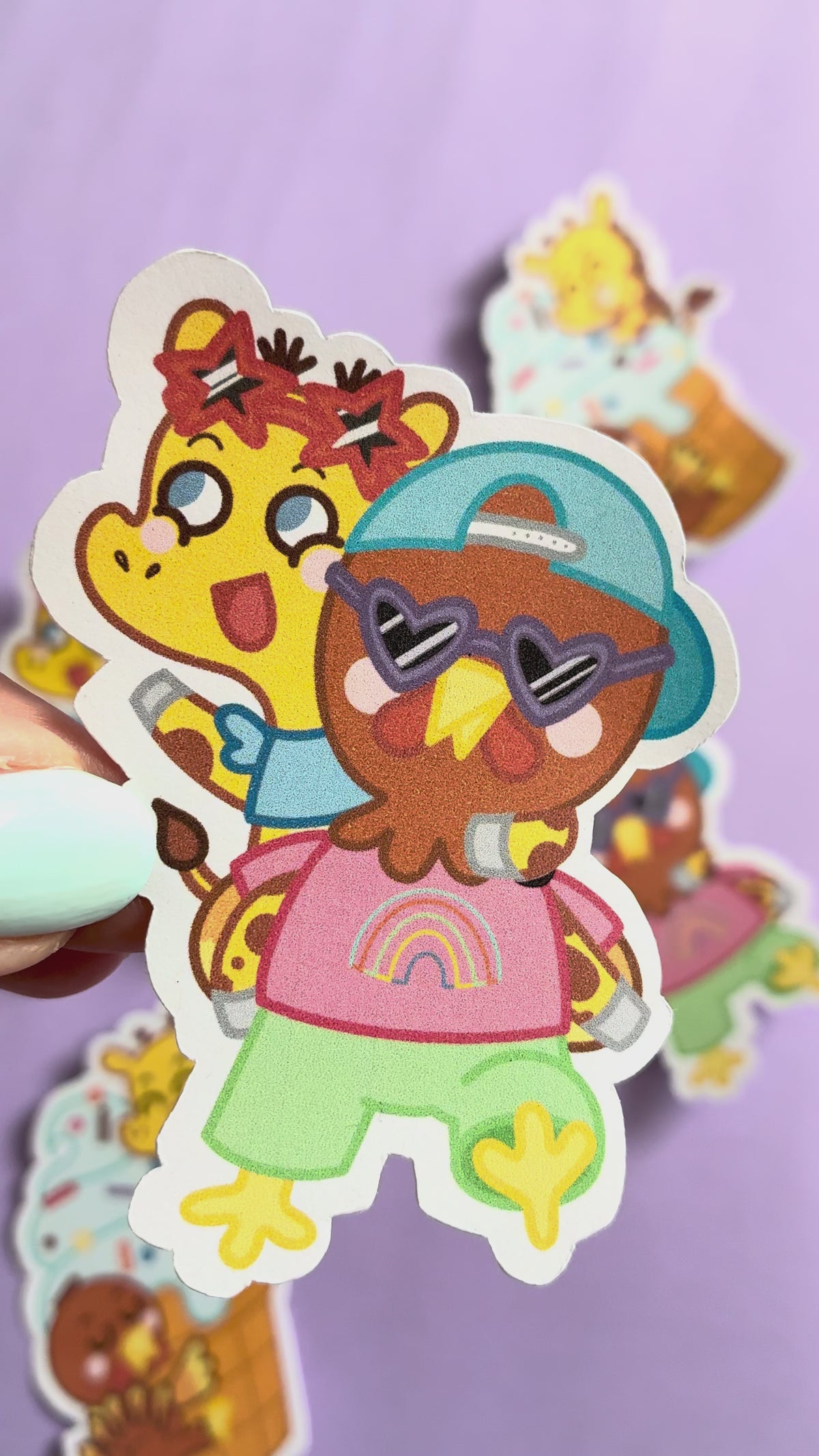 Stickers Girafette et Dindounet en vacances