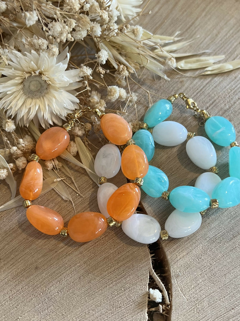 Bracelet grosses perles irrégulières blanches