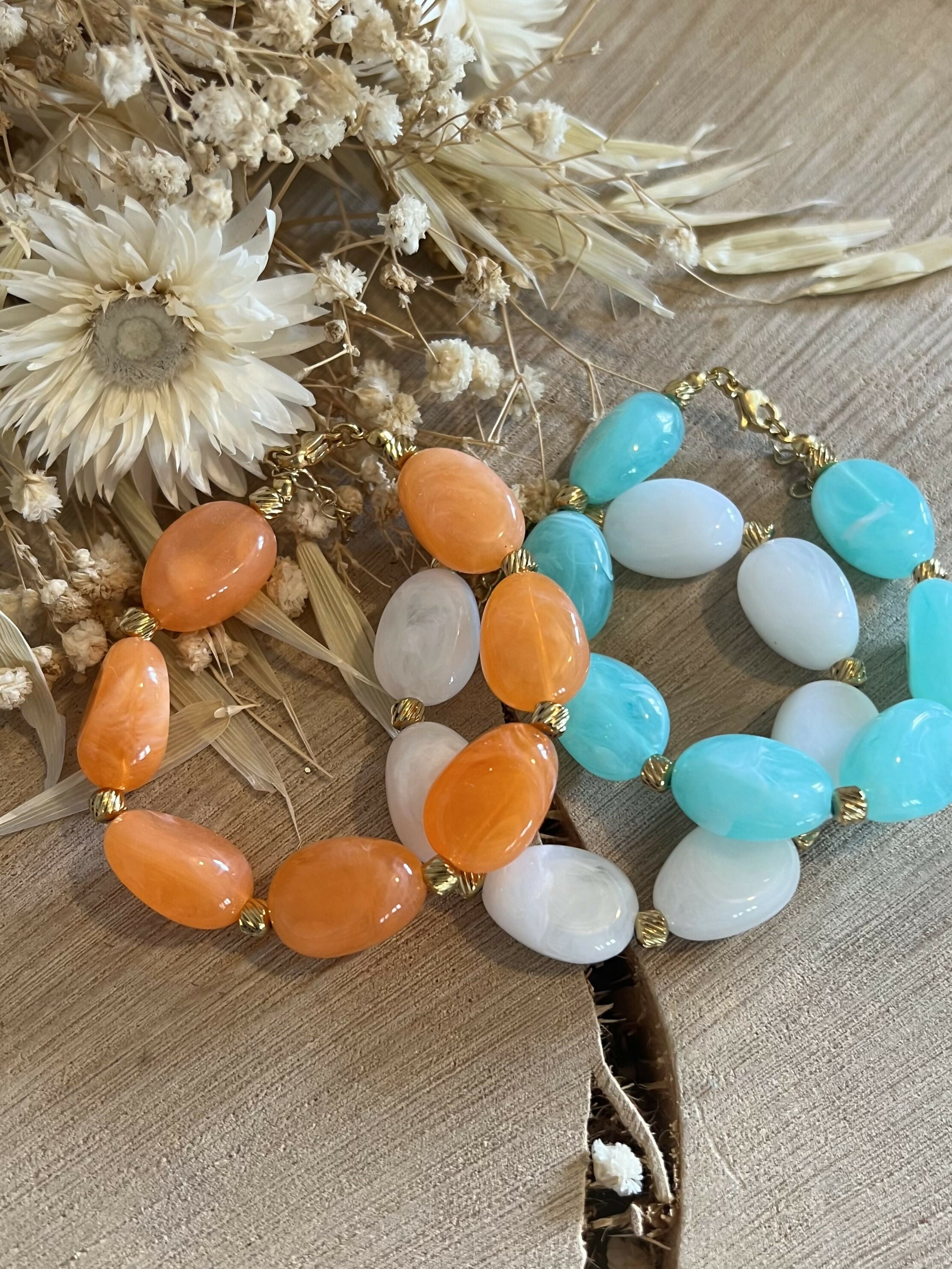 Bracelet grosses perles irrégulières blanches