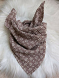 Foulard bébé enfant double gaze marron fleurs