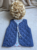GILET DE BERGER MATELASSE MARINE FLEURS 18 MOIS-3 ANS