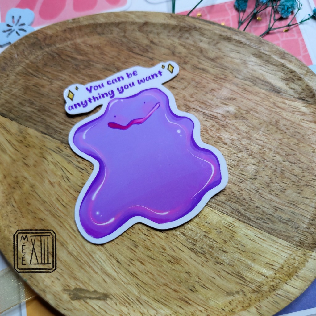 Sticker petit monstre rose changeforme
