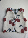 GILET DE BERGER 18 mois 3 ans SHERPA cerises VICHY vert