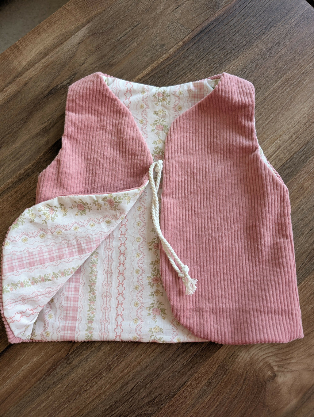 Gilet de berger réversible 18 mois 3 ans velour rose bohème