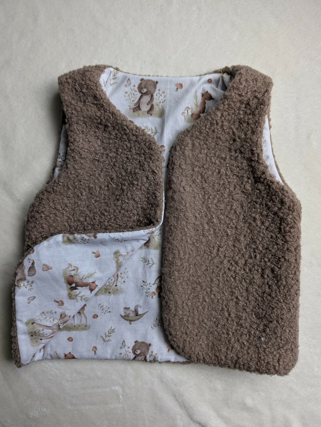 GILET DE BERGER 4-6 ans Bouclettes beige oursons