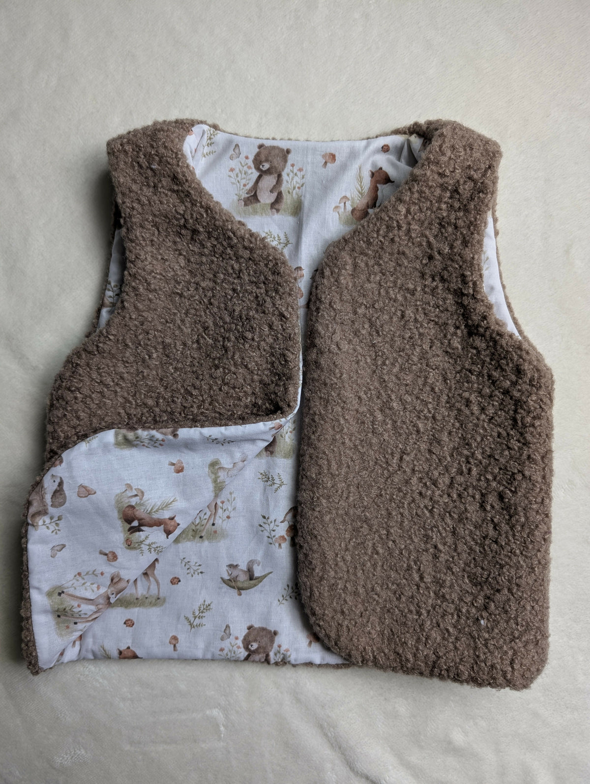 GILET DE BERGER 4-6 ans Bouclettes beige oursons