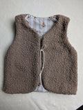 GILET DE BERGER 4-6 ans Bouclettes beige bouquet de fleurs