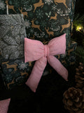 Key ring or handbag charm - small bow - pink gingham