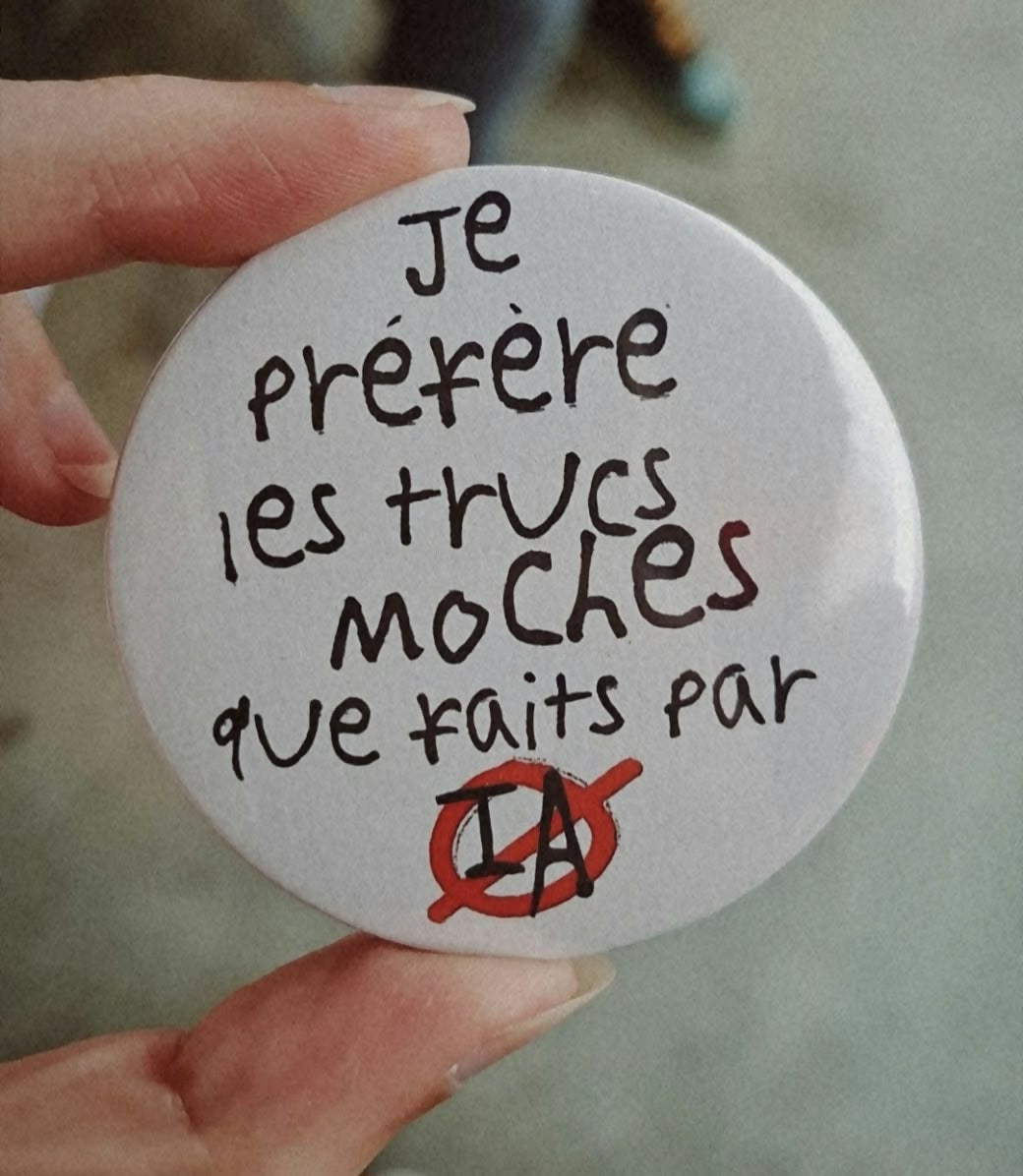 Badge Je préfère les trucs moches que faits par IA